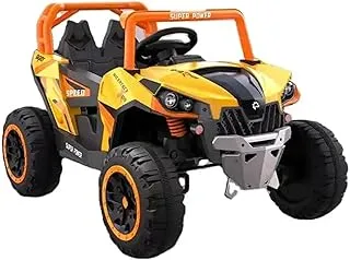 Dorsa 12V تعمل ببطارية Super Power Speed ​​X UTV للركوب على الرياضة للأطفال، ركوب على سيارة جيب UTV للأطفال مع الموسيقى والصوت والضوء | سيارة كهربائية للأطفال للقيادة لمدة تتراوح من 2 إلى 6 سنوات للأولاد والبنات (أصفر)