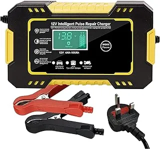 Sulfar Car Battery Charger, Intelligent Automatic Battery Charger Maintainer with Digital LCD Display, Motorcycle Electrical Pulse Repair Charger for Car, Truck,Boat,SUV 12V/6A Lead Acid Batteries