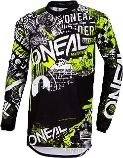 O'Neal mens V-neck Element Attack Jersey, Black/Hi-viz, Small US