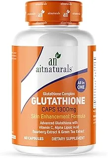 aitnaturals Advanced Glutathione with Vitamin C Supplement | Ait Naturals Glutathione with Alpha Lipoic Acid, Bearberry Extract and Green Tea Extract, 60 Capsules.