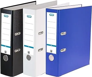 Elba A4 Smart Pro Folder Plastic 8 cm Wide 3 Colours Black White Blue Pack of 3