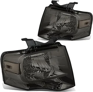 DNA MOTORING HL-OH-FEXP07-SM-CL1 Smoke Lens Headlights Compatible with 2007-2014 Expedition, Driver & Passenger Side