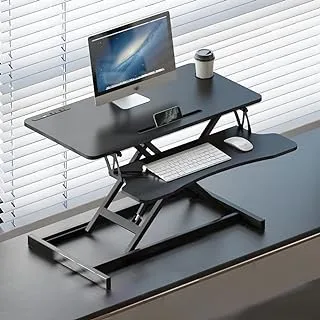 Standing Up Desk Converter with USB- 32 Inch Height Adjustable Sit to Stand Desk Workstation with Removable Keyboard Tray, Ergonomic Gas Spring Dual Desktop for Home Office Computer (80*40cm)