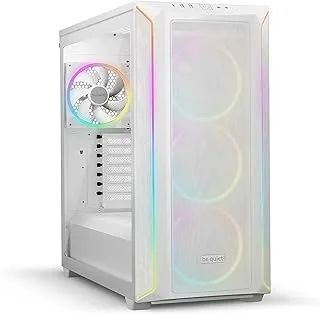 be quiet! Shadow Base 800 FX White PC Case, Light Wings White 140 mm PWM Fan, ARGB Lighting, USB 3.2 Gen. 2 Type C, Maximum Airflow, E-ATX Motherboard, 420 mm Radiators, Glass Side Panel, BGW64