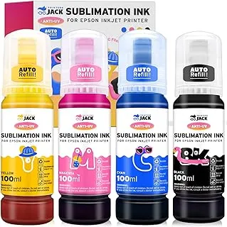 Printers Jack Sublimation Ink Refill for Epson EcoTank Supertank Printers ET-2720 ET-2760 ET-2750 ET-4700 ET-3760 400ml/Anti-UV/Upgrade Version/ICC Free