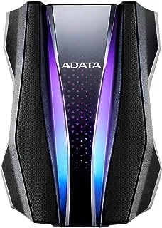 Adata HD770 خارجي 2.5 بوصة HDD USB3.2، 2 تيرابايت، أسود، تصميم متين، إضاءة RGB، IP68 مقاوم للماء والغبار، مقاوم للصدمات