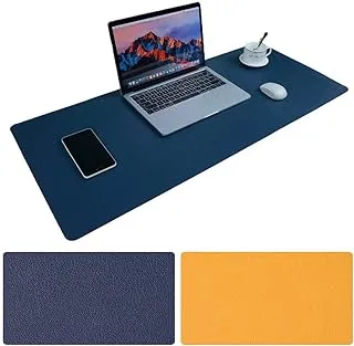 Bonshine Large Desk Pad, Non-Slip Pu Leather Desk Mouse Pad Waterproof Desk Pad Protector, Dual-Side Use Desk Writing Mat For Office Home, 80Cm X 40Cm, Blue&Yellow