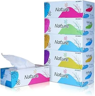 Nature 2-Ply Premium Quality Facial Tissue 200 Sheets, Pack of 30