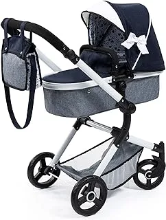 Bayer Design Dolls: Pram Neo Vario - Blue, Grey, White - Includes Shoulder Bag, Fits Dolls Up to 20.5