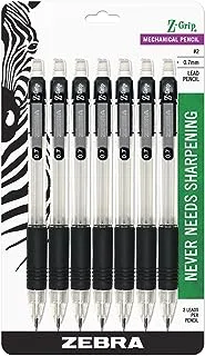 Zebra Z-Grip Mechanical Pencil, 0.7mm Point Size, HB #2 Graphite, Black Grip, 7-Count