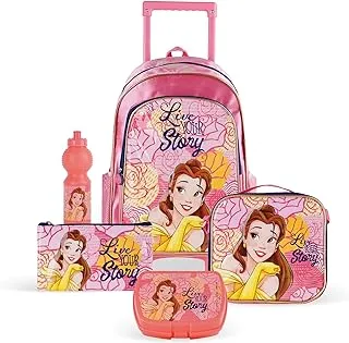 TRUCARE Disney Princess Live your Story 5in1 Trolley School Bag Set | Kids Backpack Gift | Water Resistant,Box set 18