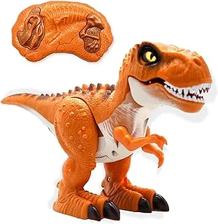 Fitto Remote Control Trex Dinosaur Toy with Rolling Legs, Glowing Eyes, Sounds and Light