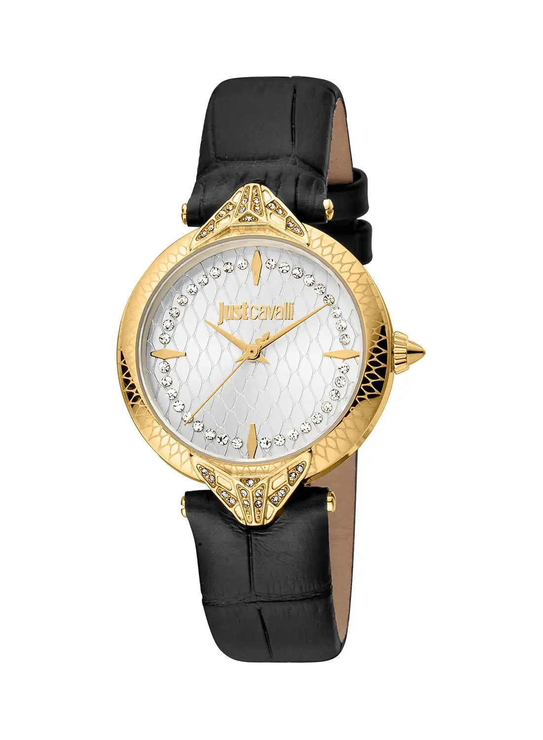 Justcavalli Women's Round Shape Leather Wrist Watch JC1L238L0025 - 32 Mm