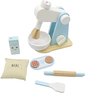 Wooden Kitchen Mixer Set, Bake-Cookie Blender Toy Play Kitchen Accessories, Education Pretend Play Game Interactive Early Learning Toys for Kids, Birthday Gift for 3 4 5 6 7 Ages Boys Girls, 9 Pieces