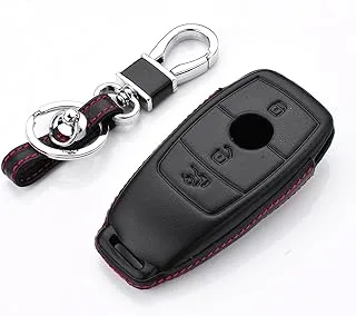 غطاء حماية من السيليكون الناعم من مادة TPU من Sulfar لسيارة Mercedes-Benz E Class Smart Car Remote Key Fob مع سلسلة مفاتيح، أسود - سلسلة مفاتيح منسوجة، لمفتاح سيارة Mercedes-Benz