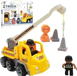 Fitto Stem Building Toys For Boys Building Blocks Construction Crane with Two Construction Workers and Two Cones Stem Toys For 3 Year Old (18 Pcs)