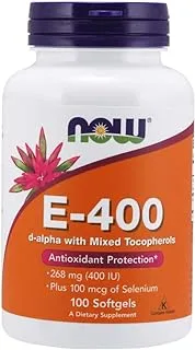 Now Foods Vitamin E-400iu with Mixed Tocopherols Plus 100mcg Selenium 100 Softgels