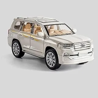 Sulfar Diecast Car Alloy Cars Model Die Cast Sound And Light Pull Back Vehicle Boy Toy Gift 1/24 For Toyota For Land-Cruiser (Color : White)