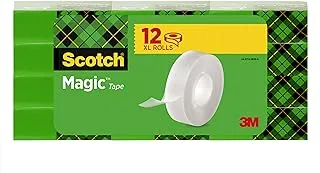 Scotch Magic Tape in Box 1/2 x 1299 in (12mm x 33m), 1 roll/box - 12 rolls/pack | Invisible | Removable | Sticky Tape | For Document Repair, Labelling and Sealing | Scotch Tape | Boxed individually