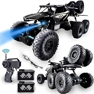 Fitto 6X6 Rock Crawler Remote Control Car For Kids 1:10 Alloy Six-Drive 2.4G with 3 Engines, Toys For Boys, Monster Trucks For Boys, Black