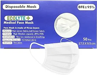 ECOLYTE+ Disposable Face Mask 3Layers Air Pollution & Protection Mask, Nose Mask, Dust Mask, Surgical Mask With tie, 150 Pieces-Combo Pack-3 Boxes