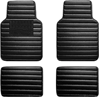 FH Group Floor Mats - Faux Leather Floor Mats for Cars, Universal Fit Automotive Floor Mats, All Purpose Car Floor Mats, PU Leather Protector Mat for Most Sedan, SUV, Truck Floor Mats Black