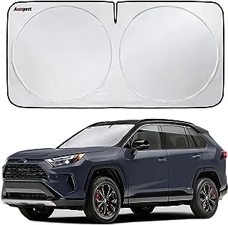 Autopect Car Windshield Sun Shade, Foldable Sun Blocker for Car, Truck, SUV Automotive Interior Sun Protection, Reflective Car Shade for Front Windshield with Mirror Cut-Out Keeps Car Cool (Medium)