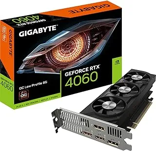 بطاقة رسومات Gigabyte NVIDIA GeForce RTX 4060 OC منخفضة المستوى - 8 جيجا GDDR6، 128 بت، PCI-E 4.0، ساعة أساسية 2475 ميجاهرتز، 2x DP 1.4، 2x HDMI 2.1a، NVIDIA DLSS 3 - GV-N4060OC-8GL