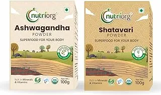 Nutriorg Ashwagandha Powder & Shatavari Powder 200 جرام، يساعد على محاربة القلق والتوتر