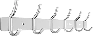 Anjuer Wall Mounted 17.3 inch Coat Hanger Rack 6 Hooks Aluminum Alloy Silver for Kithchen Bathroom