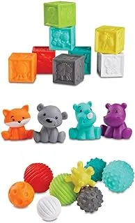 Infantino Sensory Balls Blocks & Buddies - 20 piece basics set for sensory exploration, fine and gross motor skill development and early introduction to colours, counting, sorting and numbers, 0m+