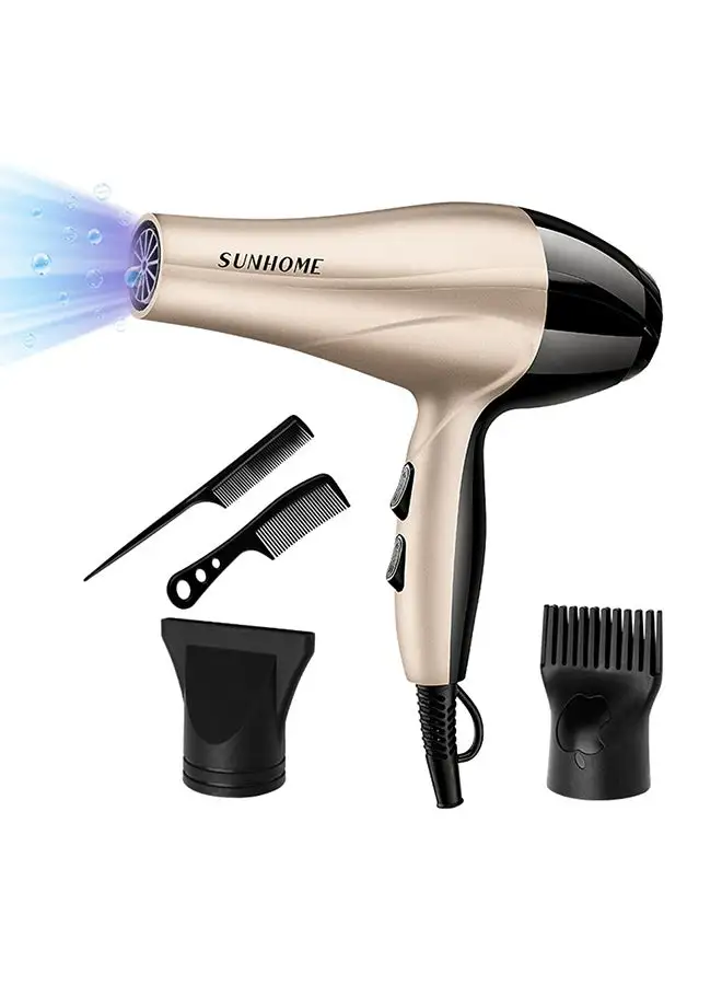 Sunhome 5-Piece Professional Hair Dryer Set,1800W Gold/Black 240ml