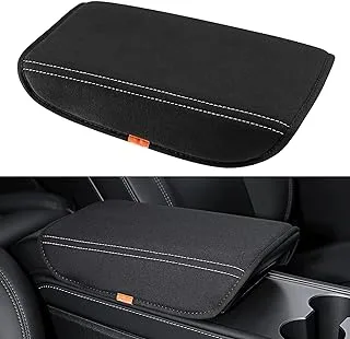 BEYOURD Armrest Cover fit for Tesla Model 3 Model Y, Soft Cloth Center Console Cover, Washable Armrest Box Cover, Non Slip Middle Console Protector Pad, Black