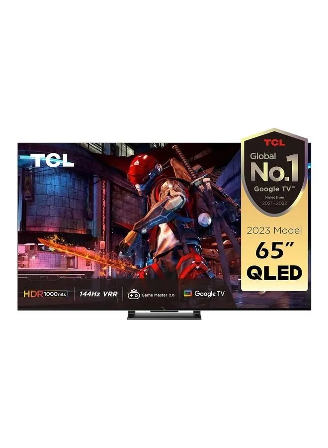 تلفزيون TCL 65 بوصة 4K Ultra HD QLED الذكي، تلفزيون Google مع تحكم صوتي بدون استخدام اليدين، Game Master 2.0، Dolby Vision IQ-Atmos، HDR 1000 Nits، IMAX Enhanced، 144HZ VRR، موديل 2023 65C745 أسود