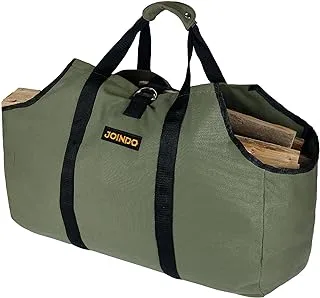 JOINDO Water Resistant Canvas Firewood Log Carrier, Heavy Duty Log Tote Bag For Camping, Wood Carrying Bag for Barbecue