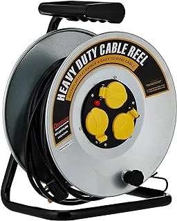 Oshtraco 3 Way Heavy Duty Metal Body Round Cable Reel with 40 Meter Wire, 1.5 mm Thickness