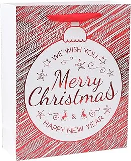 REDDOTGIFT Christmas Gift Bags, Durable Christmas Bags with Handles,Reusable Small Gift Bags Xmas Paper Bags, Party Favors Holiday Gift Bags (H32xW26xD10cm, Red Wish)