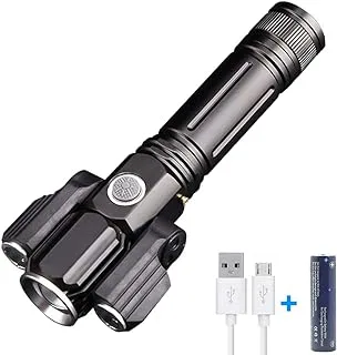 LED Flashlight, WASAGA IP65 Water-Resistant, Zoomable, Rechargeable, Pocket-Sized Torch (for Camping, Hiking and Emergency Use) with 1200 Lumens Brightness, 4 Light Modes, and 18650 Battery