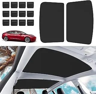 KUNIST Roof Sunshades for Tesla Model 3, Upgraded Sunroof Shade Sunshade Roof Sun Shade for Tesla Model 3 Accessories 2017-2020 (Ice Black)