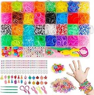 Mumoo Bear Colorful- 2500+ Rubber Band Refill Set in 32 Unique Colors with Other Accessories and Storage Box, DIY Friendship Bracelet Making Kit for Starter Kids Girls Birthday Gifts