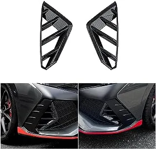 JUIVEEL Carbon Fiber Style ABS Front Bumper Side Air Vent Cover Fog Light Lamp Decor Sticker Compatible with Hyundai Elantra CN7 N Line Accessories