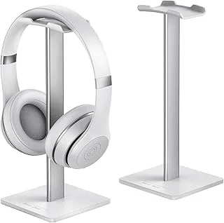 Mumoo Bear Headphone Stand Headset Holder Earphone Stand with Aluminum Supporting Bar Flexible Headrest ABS Solid Base for All Headphones Size (White), Wireless