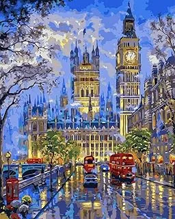 Mumoo Bear Adults Paint by Numbers Kit -Big Ben DIY Painting by Numbers by Number Kits, London Street Paint by Numbers for Adults Beginner Kids, 16” x 20” Arts Craft for Home Wall Decor(Frameless)