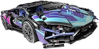 COOLBABY Sports Car, Fun Racing Set, Cyberpunk Sports car Lamborghini -SIAN Model Remote Control Car Children's toy Blocks Toys for boys and girls over 6 years old (1314 pieces)