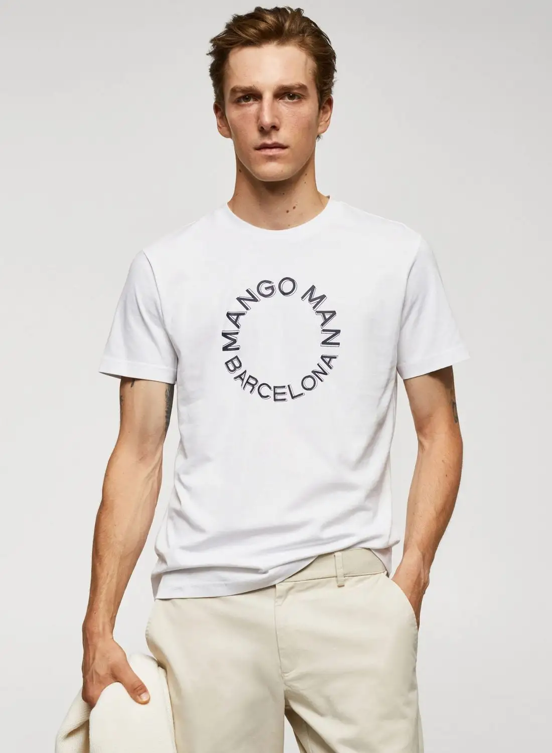 Mango Man Logo Crew Neck T-Shirt