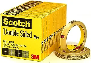 Scotch Double Sided Tape in Box 1/2 x 1299 in (12mm x 33m), 1 roll/box - 12 rolls/pack | Clear Tape | Strong adhesive | Permanent | Scrapbooking | Crafts | Photos | Double Sided Tape | Scotch Tape