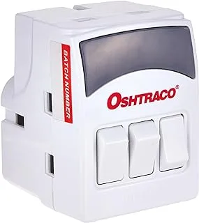 Oshtraco 3 Way Multi Adaptor with Switch, White