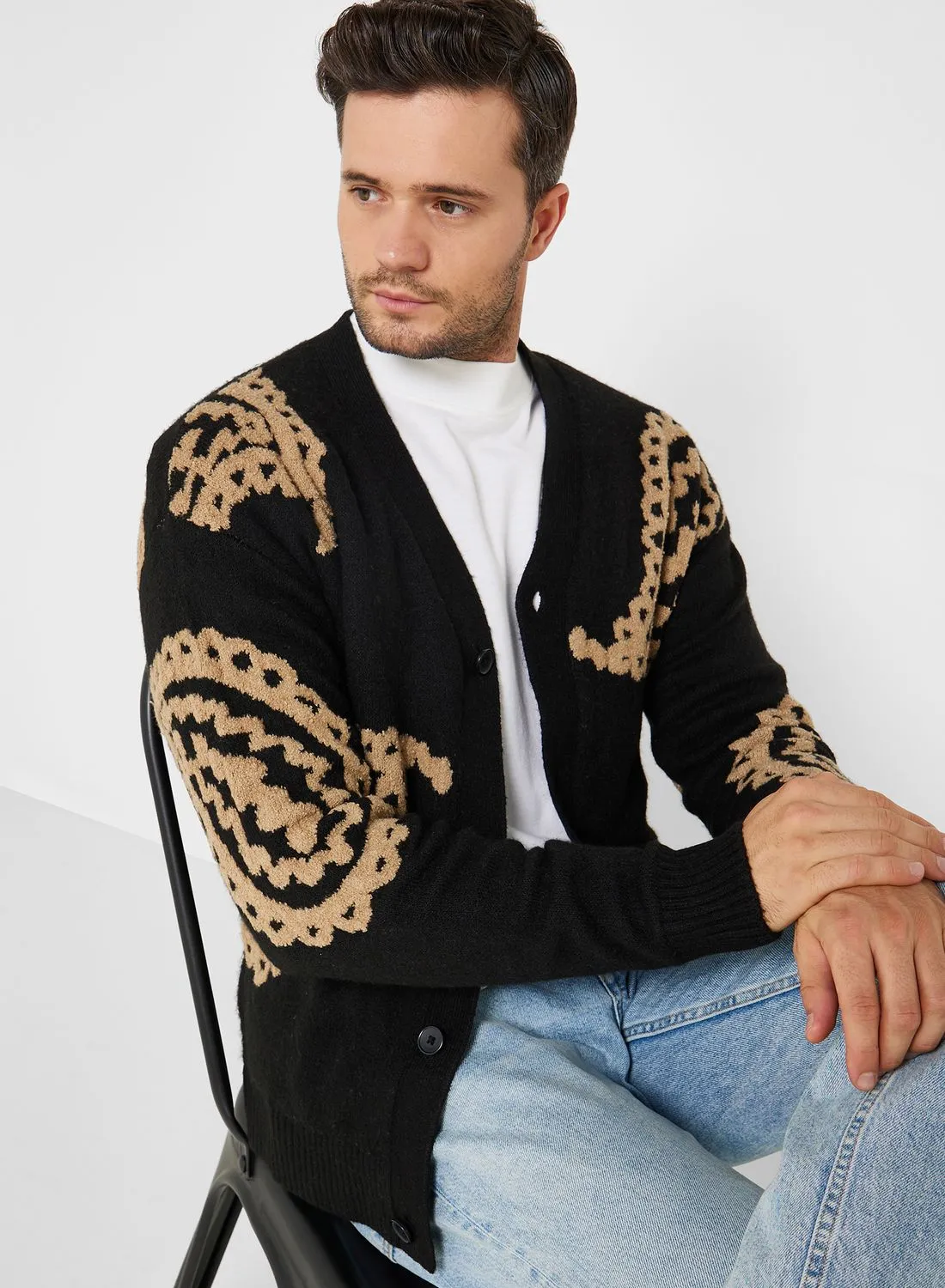 JACK & JONES Ollie Knitted Jacquard Cardigan