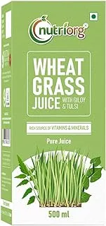 Nutriorg Wheat Grass Juice - 500ml | Made from 100% Organic Produce | Detoxification | High Chlorophyll | 7th Day Harvested Wheatgrass