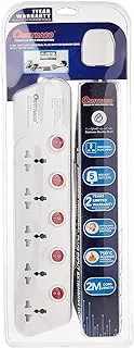 Oshtraco 5-Way Universal Extension Socket with 2 Meter Wire, Multicolor